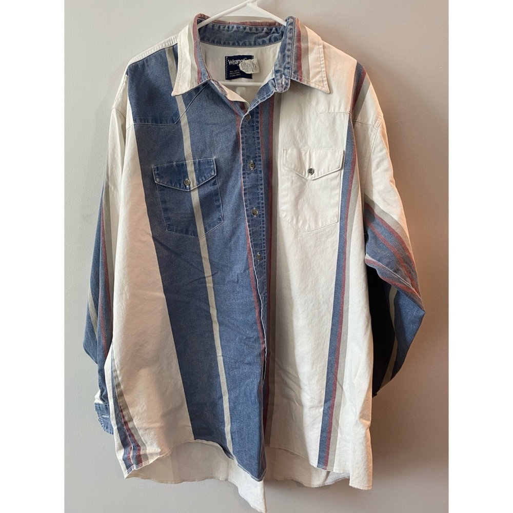Wrangler Denim Pattern Long Sleeve Collar Shirt
